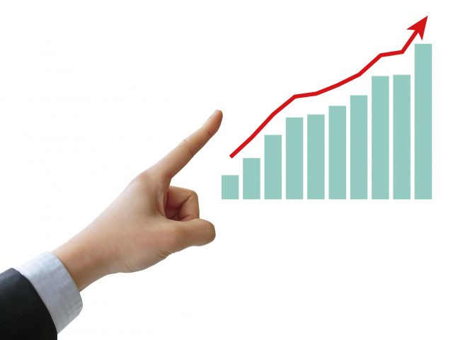 point-at-the-rising-bar-chart